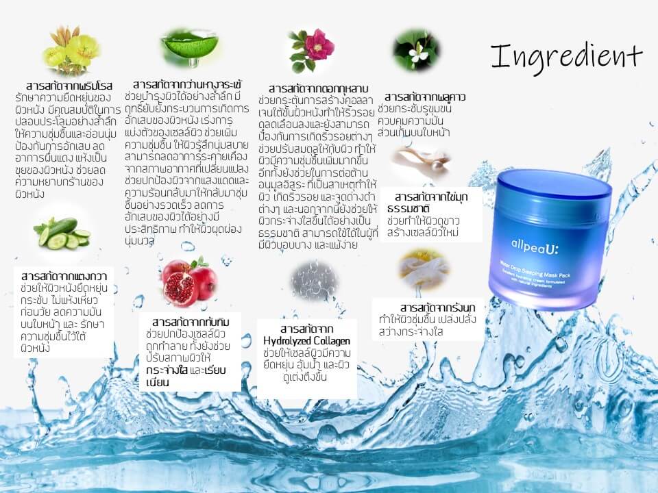 AllpeaU ,all peau รีวิว, WATER DROP , WATER DROP AllpeaU , AllpeaU SLEEPING MASK , SLEEPING MASK 