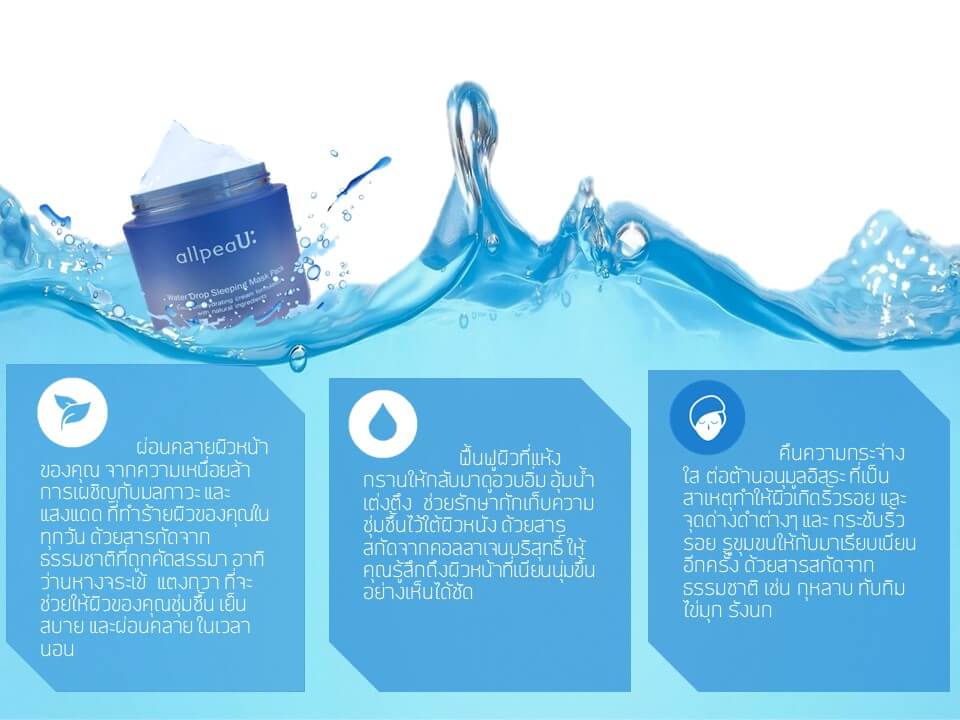 AllpeaU ,all peau รีวิว, WATER DROP , WATER DROP AllpeaU , AllpeaU SLEEPING MASK , SLEEPING MASK 