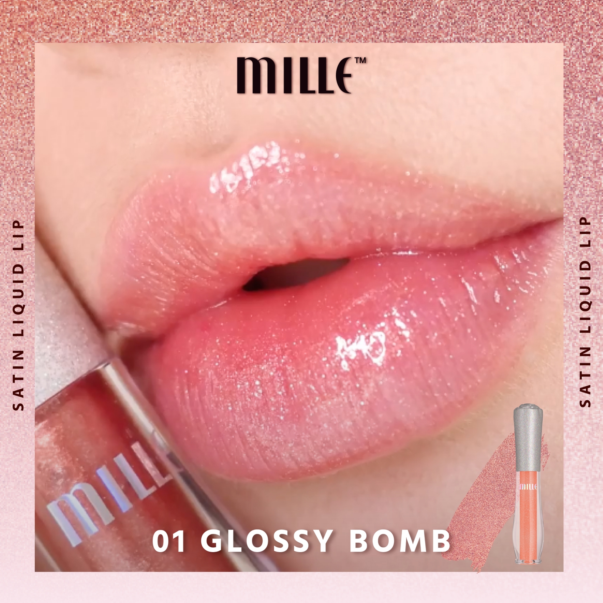 Mille, Mille รีวิว, Mille ราคา, Mille Crystal Reflection Satin Glaze Lip, Mille Crystal Reflection Satin Glaze Lip รีวิว, Mille Crystal Reflection Satin Glaze Lip ราคา, Crystal Reflection Satin Glaze Lip, Mille Crystal Reflection Satin Glaze Lip 1.7ml, Mille Crystal Reflection Satin Glaze Lip #01 Glossy Bomb, ลิปแมตต์, ลิปกลอส, ลิปสติก, ลิป