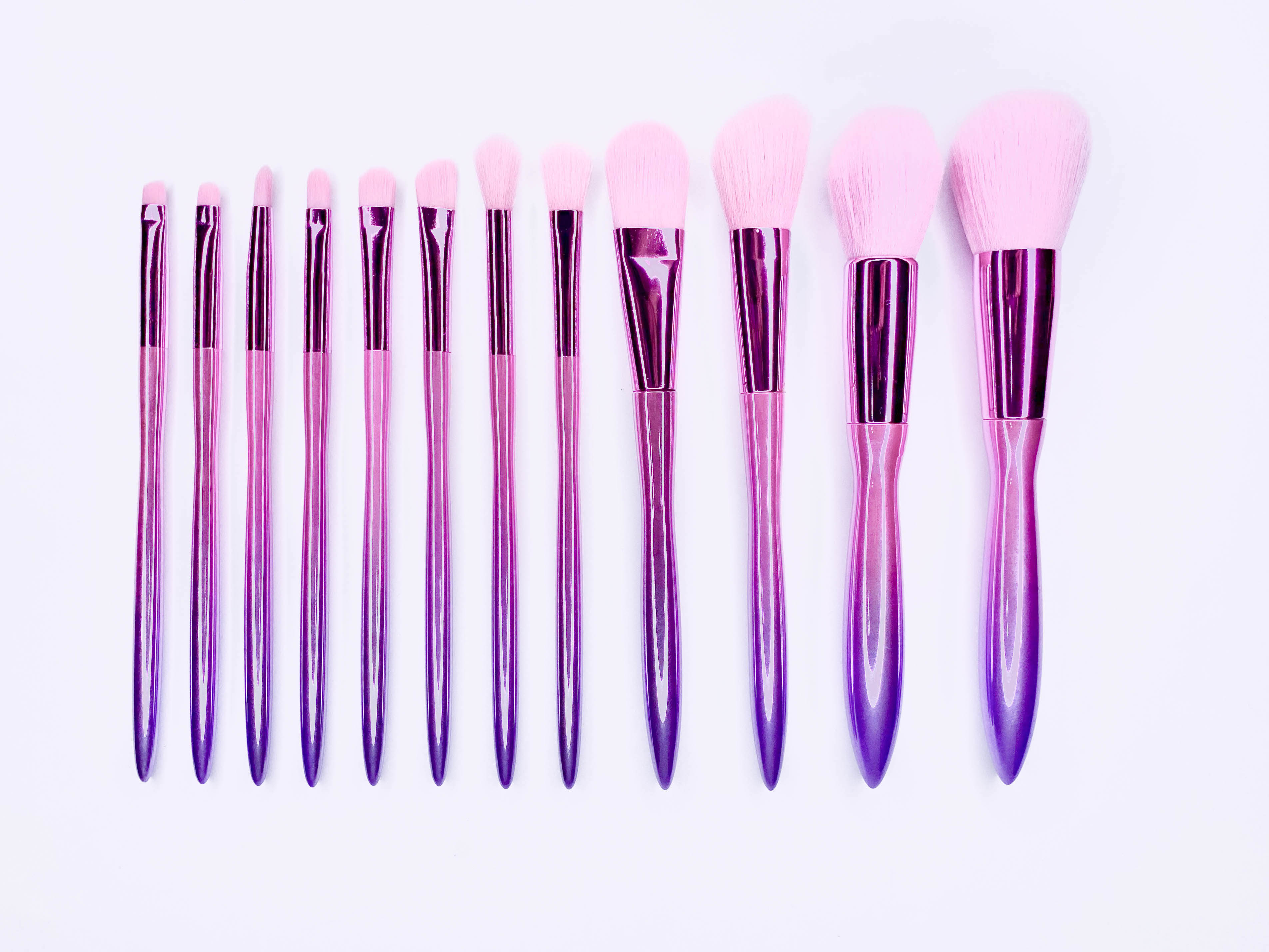 AllpeaU brushes set with bag #pink แปรงแต่งหน้าเซต 12 ชิ้น + กระเป๋า สีชมพูอมม่วง ครบจบทั้งหน้า และ ดวงตา