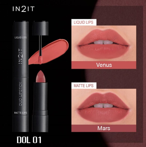 IN2IT Duo Lipstick ,Duo Lipstick,ลิปดูโอ้,ลิปสติก,ลิปสติกเนื้อลิควิด,Lipstick