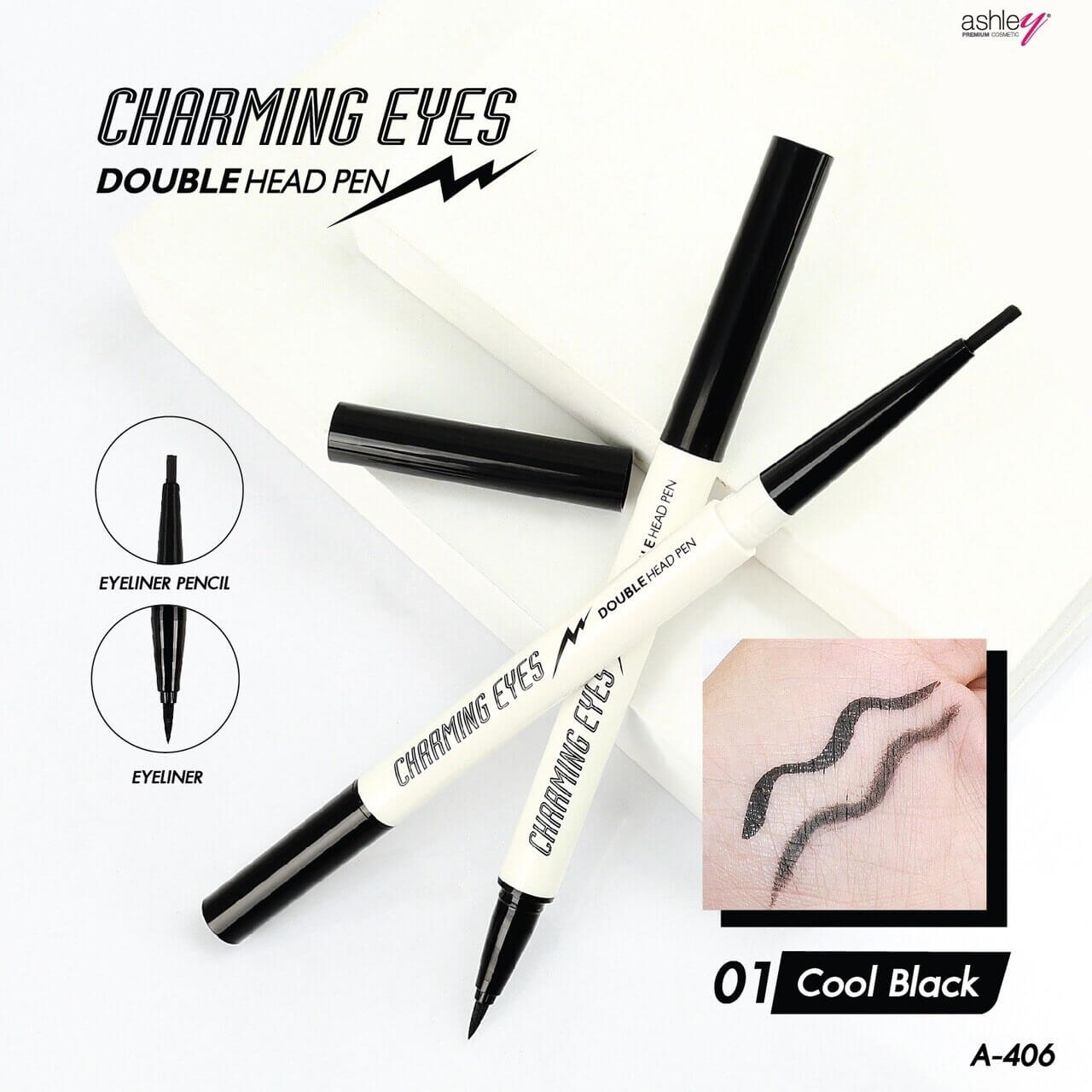 Ashley,Ashley Charming Eyes Double Head Pen,Charming Eyes Double Head Pen,อายไลเนอร์,Eyeliner