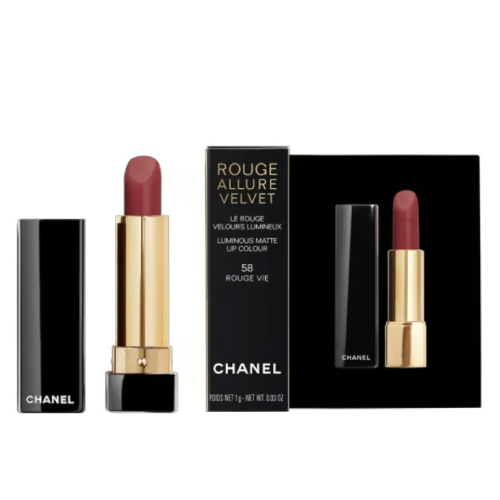 CHANEL Rouge Allure Velvet 1g #58 Rouge Vie, ลิป CHANEL ,chanel rouge allure velvet สีไหนสวย,ลิป chanel rouge allure velvet รีวิว , CHANEL ROUGE ALLURE VELVET matte lipstick ,CHANEL ROUGE ALLURE VELVET 58 , ลิปสติกเนื้อแมตต์ 58