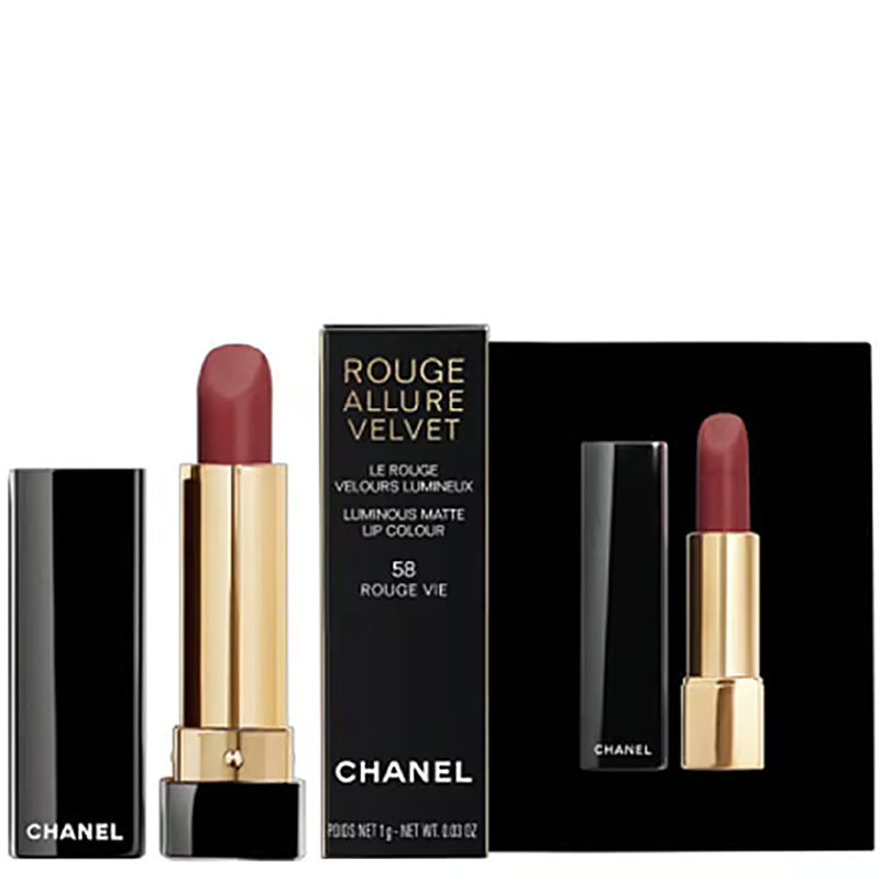 CHANEL Rouge Allure Velvet 1g #58 Rouge Vie, ลิป CHANEL ,chanel rouge allure velvet สีไหนสวย,ลิป chanel rouge allure velvet รีวิว , CHANEL ROUGE ALLURE VELVET matte lipstick ,CHANEL ROUGE ALLURE VELVET 58 , ลิปสติกเนื้อแมตต์ 58